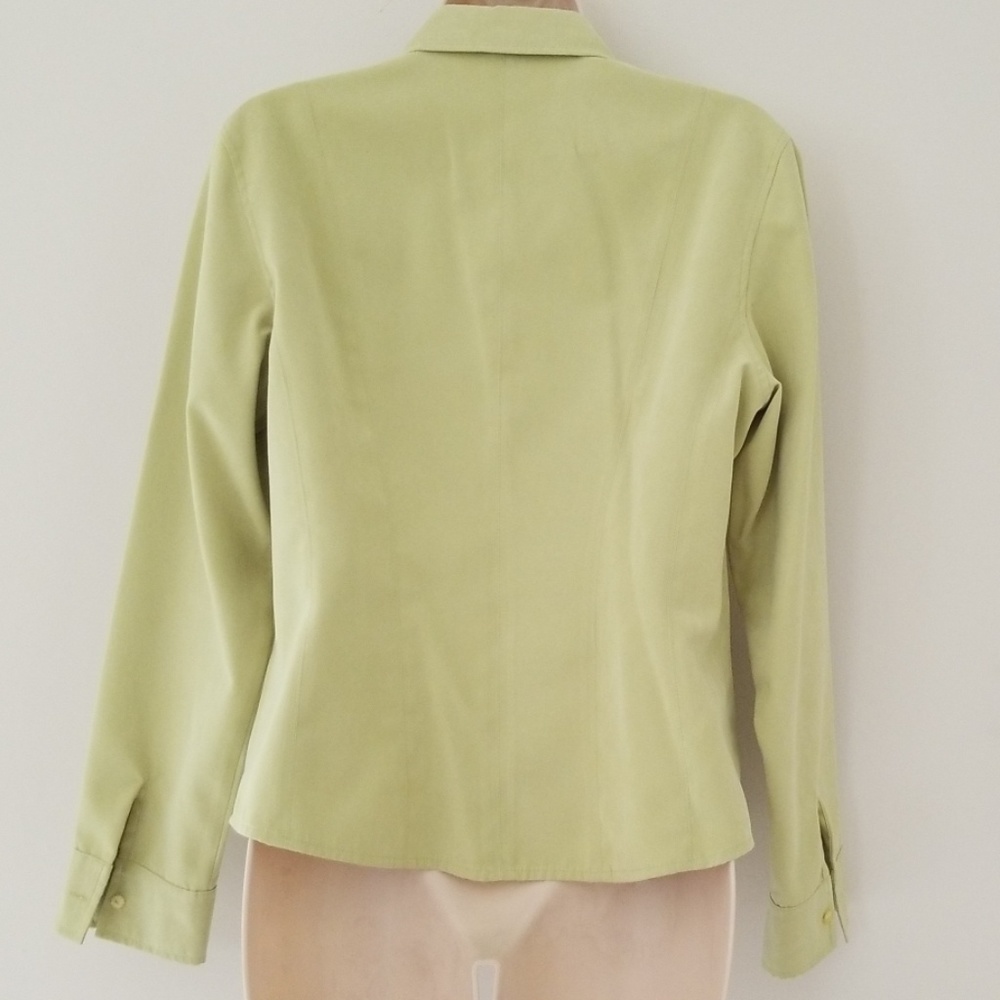 Talbots Petites Womens Chartreuse Blouse Size M - Picture 5 of 8